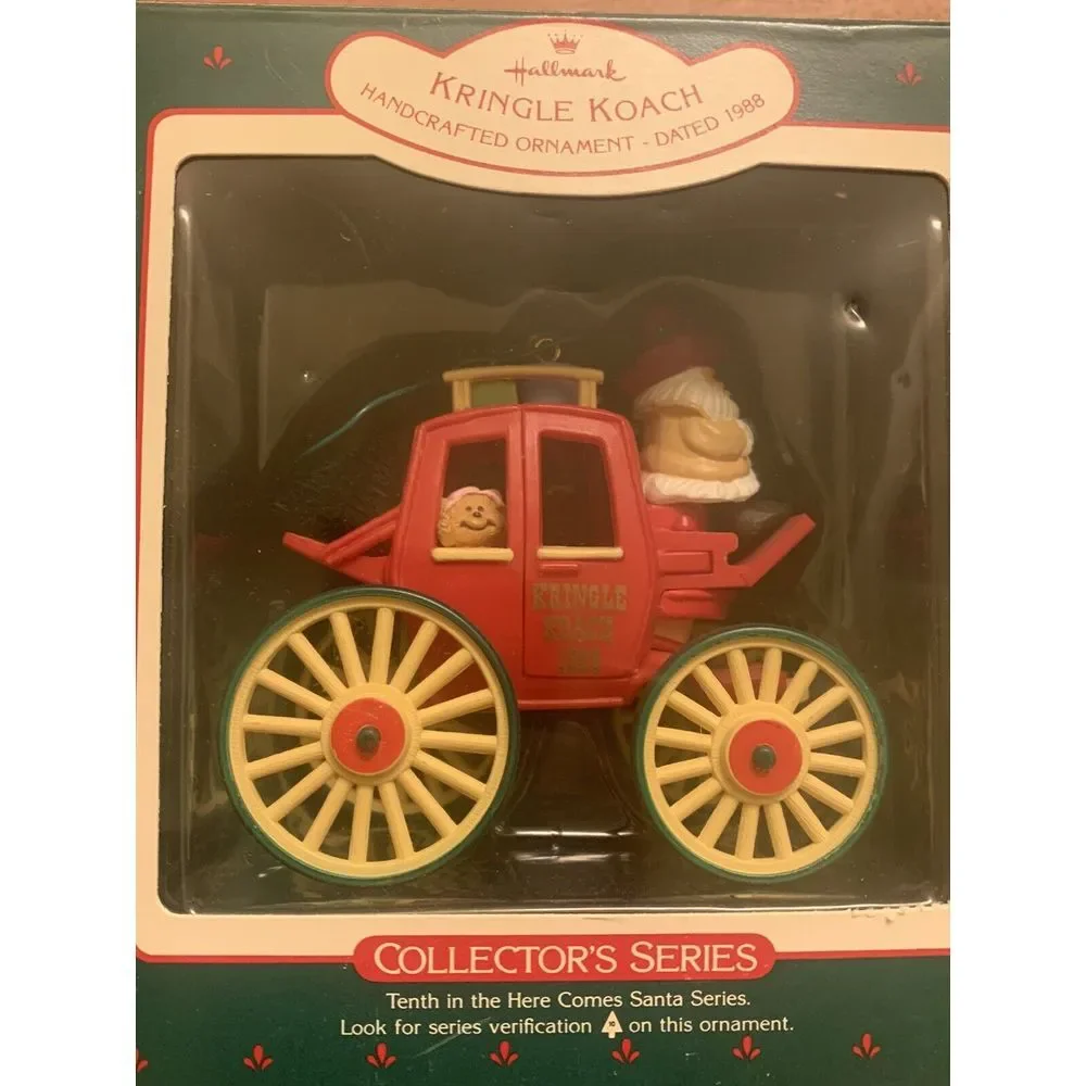 Vintage Hallmark 1988 Here Comes Santa 10th Kringle‎ Koach Ornament Stage Coach